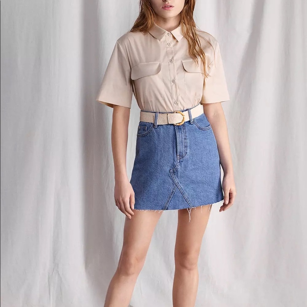 4/$25 Primark Denim Co Distressed Cutoff Denim Mini Skirt in Blue size 4 Classic